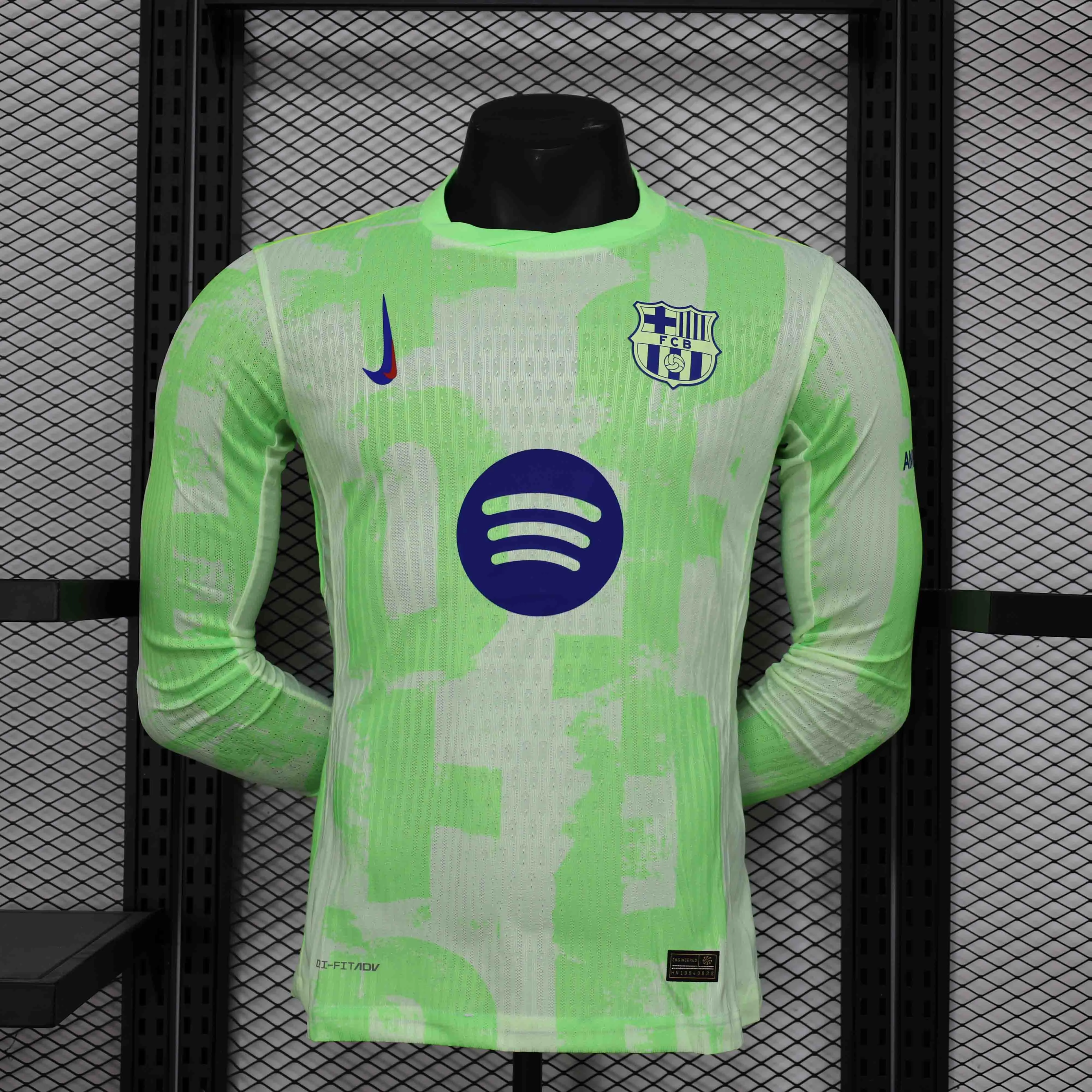 Soccer Jersey Barcelona Third Away Shirt Long Sleeve 2024/25 Spotify Logo Without Text - Ujersey NHL