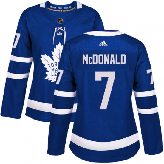 Women's Adidas Toronto Maple Leafs #7 Lanny McDonald Authentic Royal Blue Home NHL Jersey - Ujersey