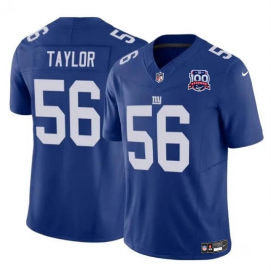 Men's New York Giants #56 Lawrence Taylor Blue 2024 F.U.S.E. 100TH Season Vapor Untouchable Limited Stitched Jersey - Ujersey