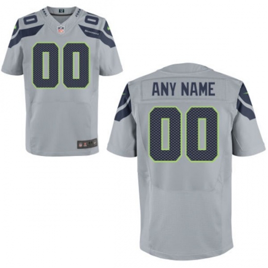 Mens Seattle Seahawks Nike Gray Custom Elite Jersey - Ujersey