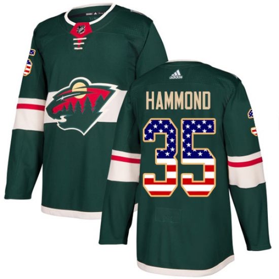 Youth Adidas Minnesota Wild #35 Andrew Hammond Authentic Green USA Flag Fashion NHL Jersey - Ujersey