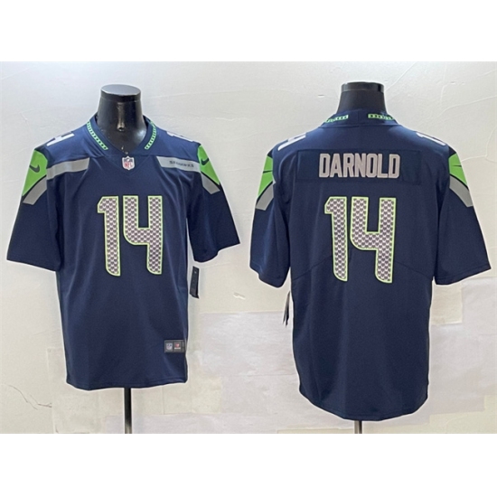 Men's Seattle Seahawks #14 Sam Darnold Navy 2025 Vapor Limited Football Stitched Jersey - Ujersey