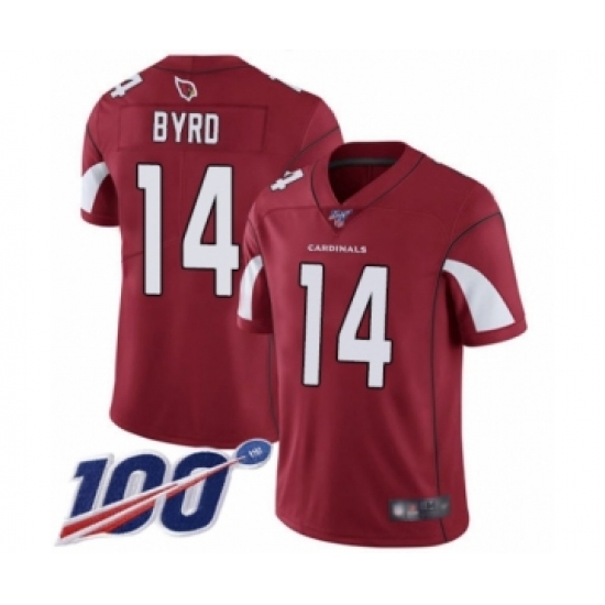Men's Arizona Cardinals #14 Damiere Byrd Red Team Color Vapor Untouchable Limited Player 100th Season Football Jersey - Ujersey