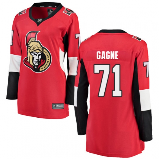 Women's Ottawa Senators #71 Gabriel Gagne Fanatics Branded Red Home Breakaway NHL Jersey - Ujersey