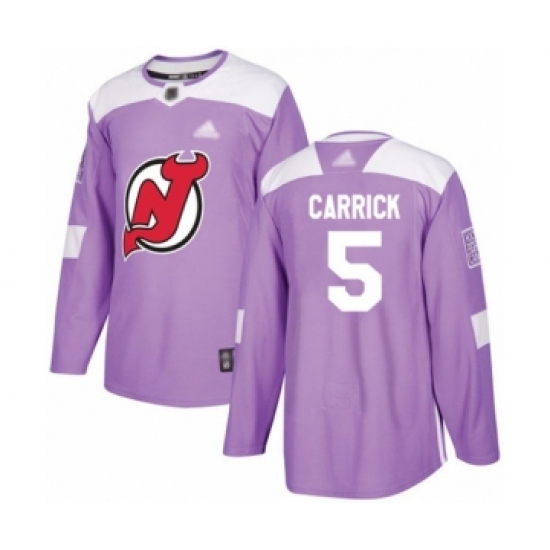 Youth New Jersey Devils #5 Connor Carrick Authentic Purple Fights Cancer Practice Hockey Jersey - Ujersey