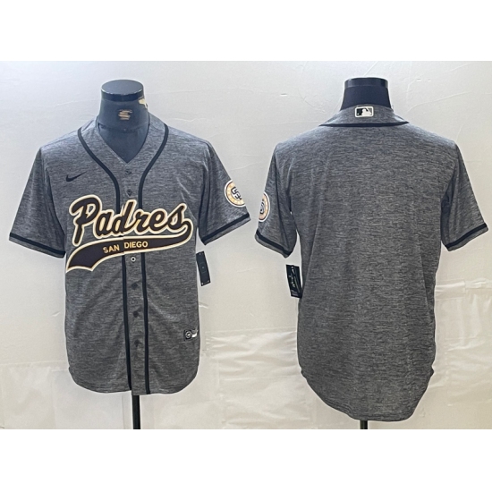 Men's San Diego Padres Blank Grey Gridiron Cool Base Stitched Baseball Jersey - Ujersey