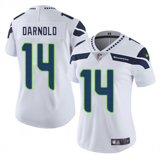 Women's Seattle Seahawks #14 Sam Darnold White 2025 Vapor Limited Football Stitched Jersey(Run Small) - Ujersey