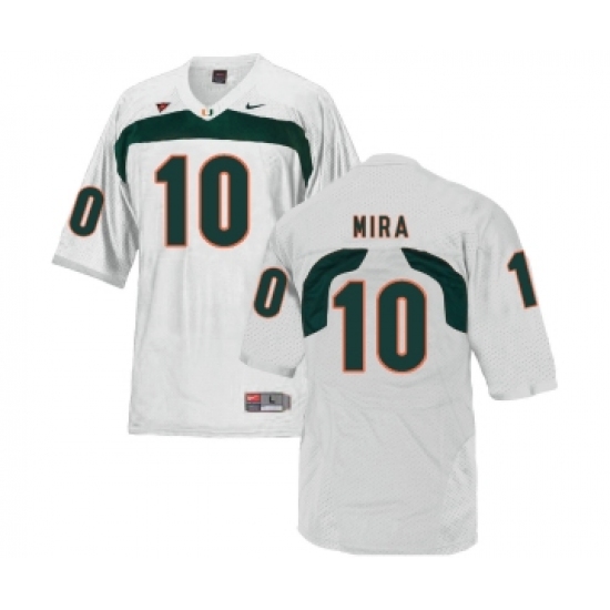 Miami Hurricanes 10 George Mira White College Football Jersey - Ujersey