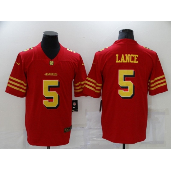 Men's San Francisco 49ers #5 Trey Lance Red Gold Untouchable Limited Jersey - Ujersey