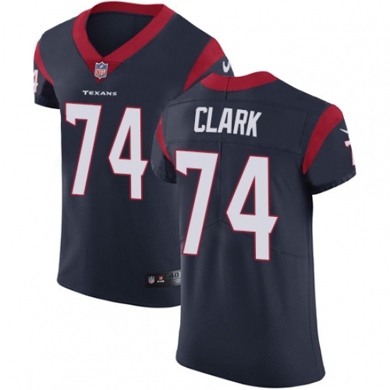 Men's Nike Houston Texans #74 Chris Clark Navy Blue Team Color Vapor Untouchable Elite Player NFL Jersey - Ujersey