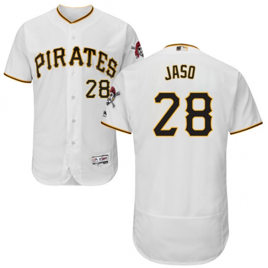 Men's Majestic Pittsburgh Pirates #28 John Jaso White Home Flex Base Authentic Collection MLB Jersey - Ujersey