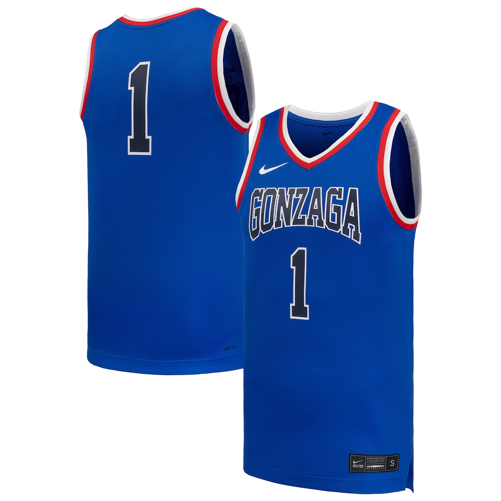 Men's Nike #1 Royal Gonzaga Bulldogs Replica Basketball Jersey
