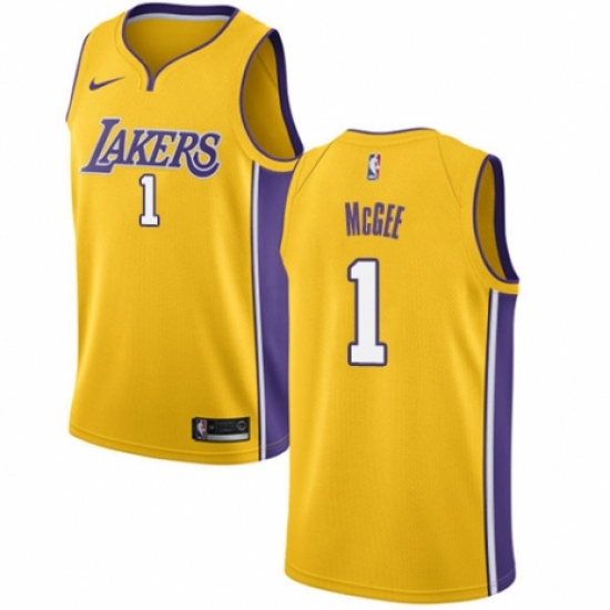 Men's Nike Los Angeles Lakers #1 JaVale McGee Swingman Gold NBA Jersey - Icon Edition - Ujersey