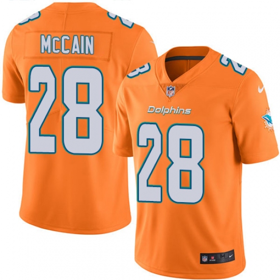 Men's Nike Miami Dolphins #28 Bobby McCain Limited Orange Rush Vapor Untouchable NFL Jersey - Ujersey