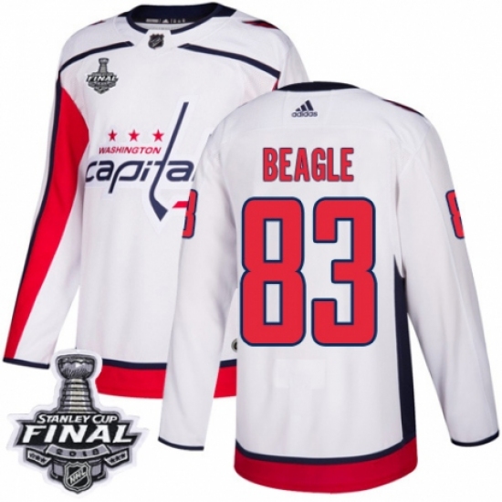Men's Adidas Washington Capitals #83 Jay Beagle Authentic White Away 2018 Stanley Cup Final NHL Jersey - Ujersey