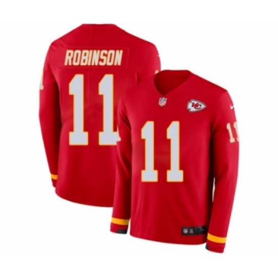Men's Nike Kansas City Chiefs #11 Demarcus Robinson Limited Red Therma Long Sleeve NFL Jersey - Ujersey