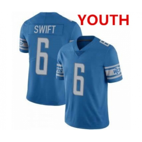 Youth Detroit Lions #6 D'Andre Swift Blue Vapor Untouchable Limited Stitched Jersey - Ujersey