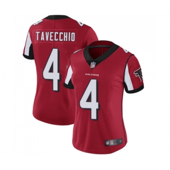 Women's Atlanta Falcons #4 Giorgio Tavecchio Red Team Color Vapor Untouchable Limited Player Football Jersey - Ujersey