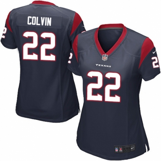 Women's Nike Houston Texans #22 Aaron Colvin Game Navy Blue Team Color NFL Jersey - Ujersey