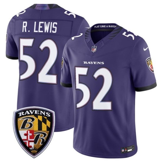 Men's Baltimore Ravens #52 Ray Lewis Purple 2026 F.U.S.E Vapor Limited Football Stitched Jersey - Ujersey