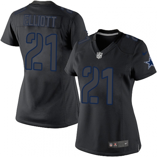 Women's Nike Dallas Cowboys #21 Ezekiel Elliott Limited Black Impact NFL Jersey - Ujersey