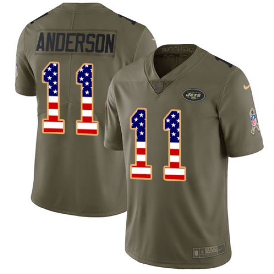 Youth Nike New York Jets #11 Robby Anderson Limited Olive/USA Flag 2017 Salute to Service NFL Jersey - Ujersey