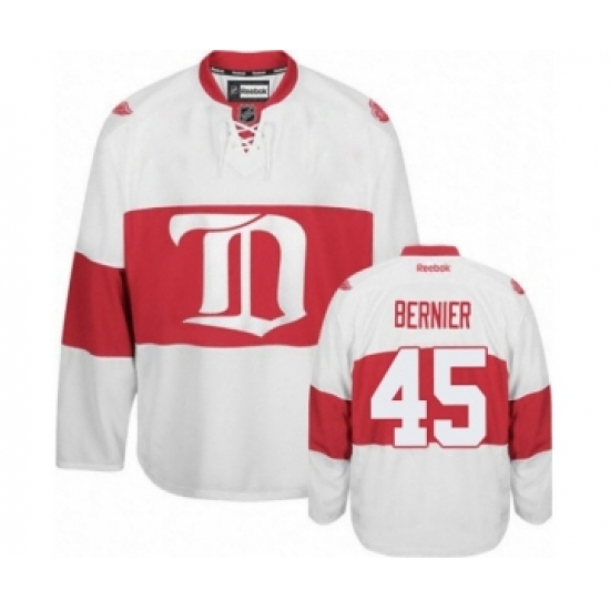Men's Reebok Detroit Red Wings #45 Jonathan Bernier Premier White Third NHL Jersey - Ujersey