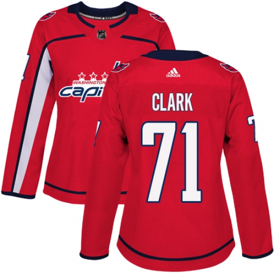 Women's Adidas Washington Capitals #71 Kody Clark Authentic Red Home NHL Jersey - Ujersey