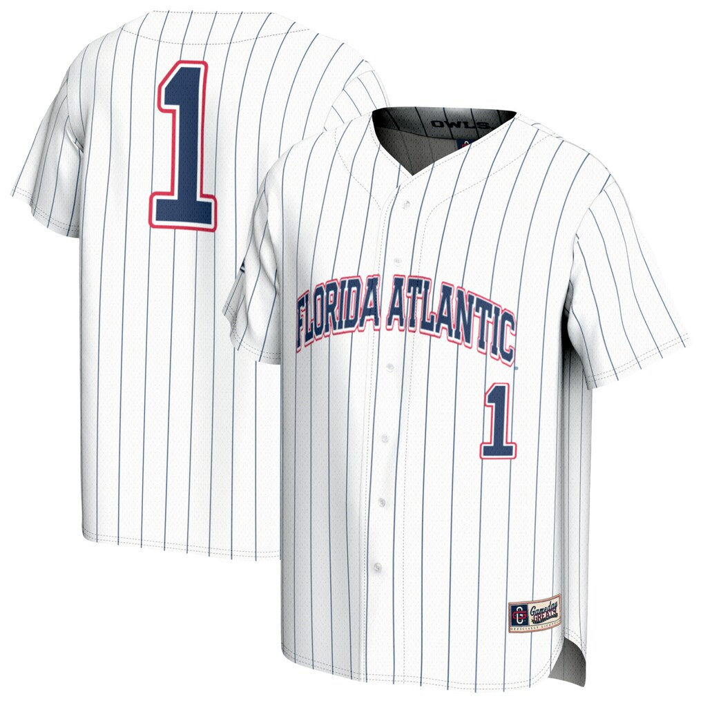 Youth GameDay Greats White #1 Florida Atlantic Owls Collegiate Baseball Fashion Jersey - ujerseystore