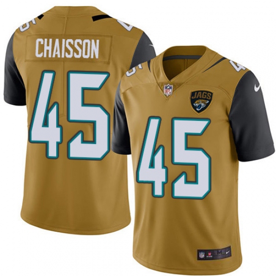Youth Jacksonville Jaguars #45 K'Lavon Chaisson Gold Stitched NFL Limited Rush Jersey - Ujersey