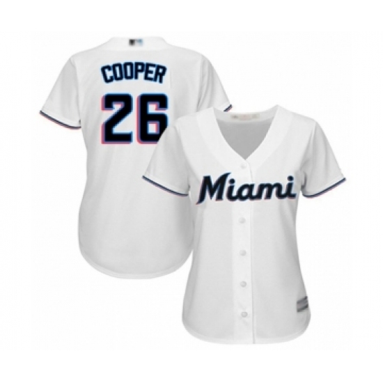 Women's Miami Marlins #26 Garrett Cooper Authentic White Home Cool Base Baseball Player Jersey - Ujersey