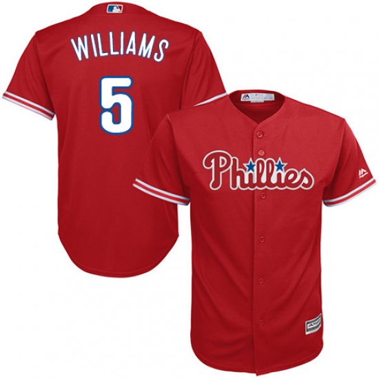 Youth Majestic Philadelphia Phillies #5 Nick Williams Authentic Red Alternate Cool Base MLB Jersey - Ujersey