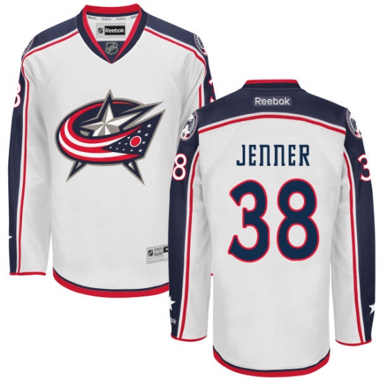 Men's Reebok Columbus Blue Jackets #38 Boone Jenner Authentic White Away NHL Jersey - Ujersey