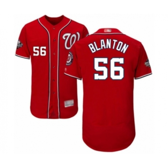 Men's Washington Nationals #56 Joe Blanton Red Alternate Flex Base Authentic Collection 2019 World Series Bound Baseball Jersey - Ujersey