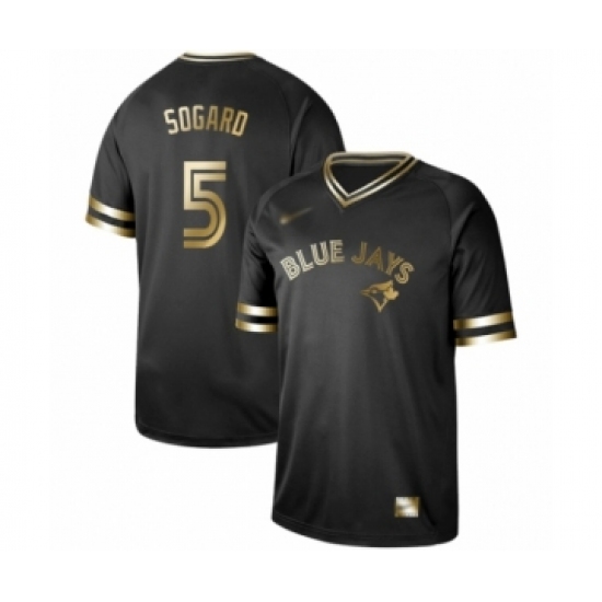 Men's Toronto Blue Jays #5 Eric Sogard Authentic Black Gold Fashion Baseball Jersey - Ujersey