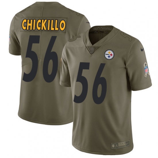 Youth Nike Pittsburgh Steelers #56 Anthony Chickillo Limited Olive 2017 Salute to Service NFL Jersey - Ujersey