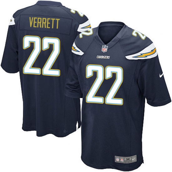 Men's Nike Los Angeles Chargers #22 Jason Verrett Game Navy Blue Team Color NFL Jersey - Ujersey