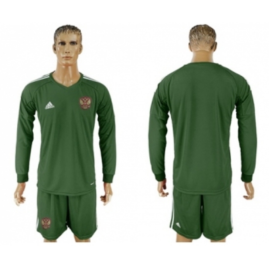 Russia Blank Army Green Long Sleeves Goalkeeper Soccer Country Jersey