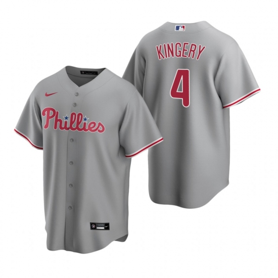 Men's Nike Philadelphia Phillies #4 Scott Kingery Gray Road Stitched Baseball Jersey - Ujersey