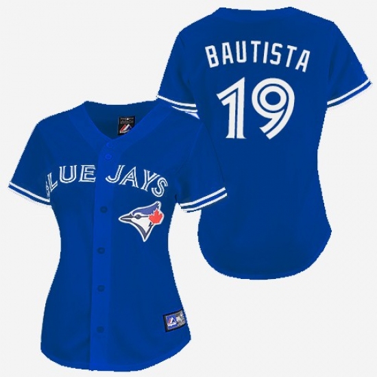 Women's Majestic Toronto Blue Jays #19 Jose Bautista Authentic Blue MLB Jersey - Ujersey