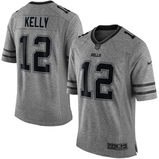 Men's Nike Buffalo Bills #12 Jim Kelly Limited Gray Gridiron NFL Jersey - Ujersey