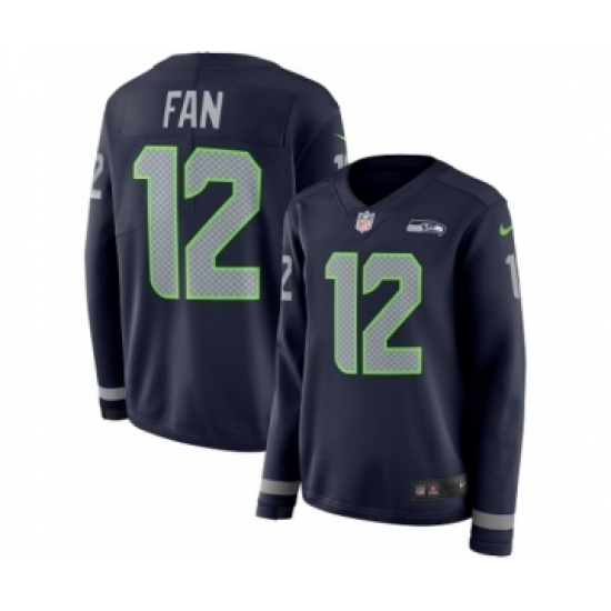 Women's Nike Seattle Seahawks 12th Fan Limited Navy Blue Therma Long Sleeve NFL Jersey - Ujersey