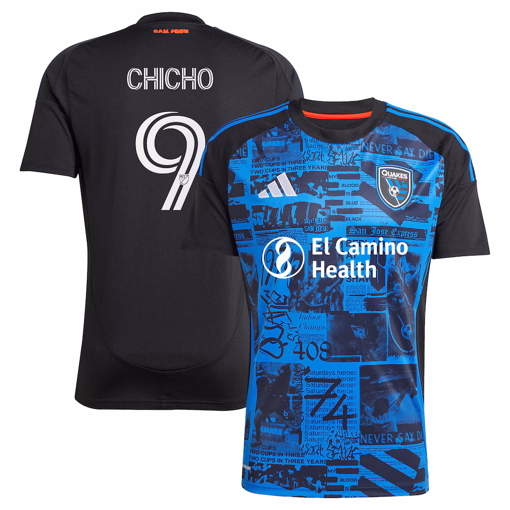 Men's San Jose Earthquakes Cristian Arango adidas Black 2025 Headliner Replica Player Jersey