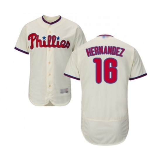 Men's Philadelphia Phillies #16 Cesar Hernandez Cream Alternate Flex Base Authentic Collection Baseball Jersey - Ujersey