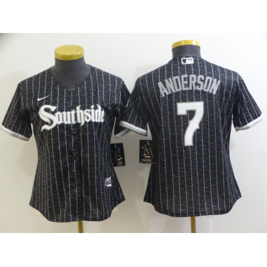 Women's Nike Chicago White Sox #7 Tim Anderson Black Gray Alternate Flex Base Jersey - Ujersey