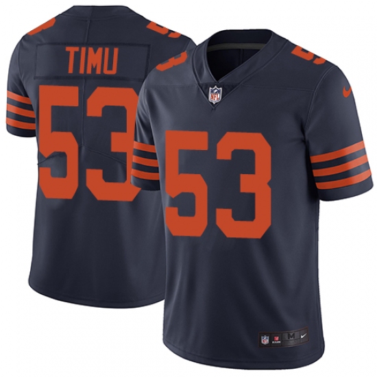 Men's Nike Chicago Bears #53 John Timu Navy Blue Alternate Vapor Untouchable Limited Player NFL Jersey - Ujersey