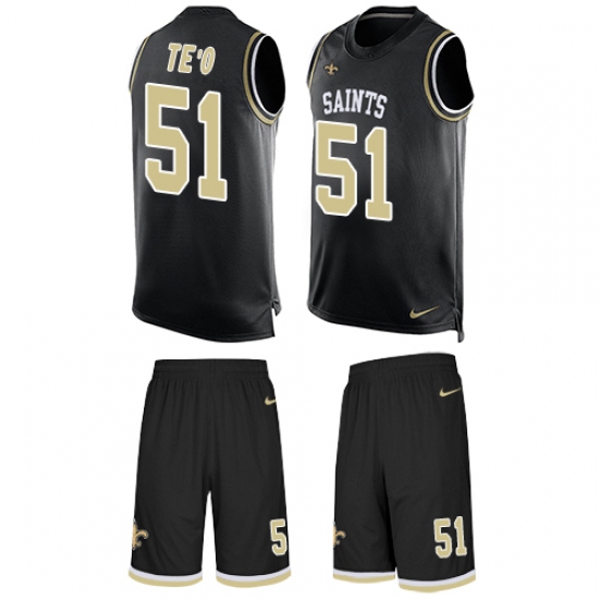 Men's Nike New Orleans Saints #51 Manti Te'o Limited Black Tank Top Suit NFL Jersey - Ujersey