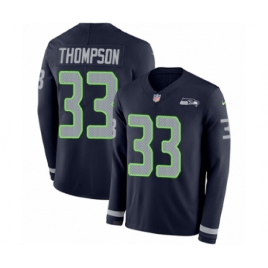 Youth Nike Seattle Seahawks #33 Tedric Thompson Limited Navy Blue Therma Long Sleeve NFL Jersey - Ujersey