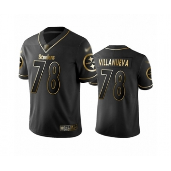 Men's Pittsburgh Steelers #78 Alejandro Villanueva Limited Black Golden Edition Football Jersey - Ujersey