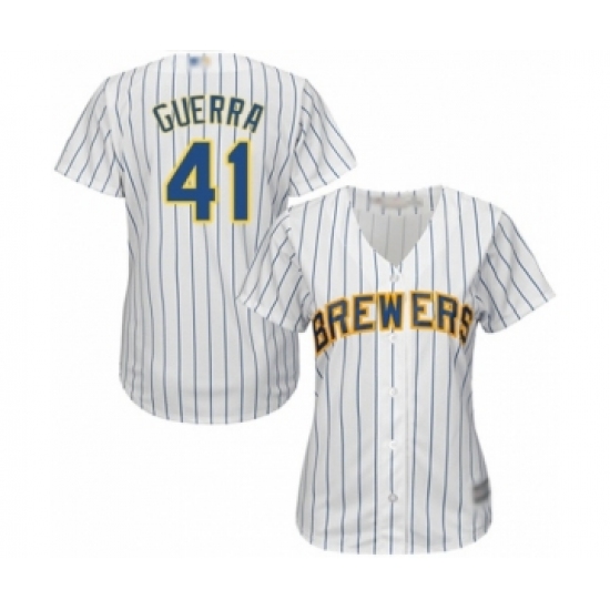 Women's Milwaukee Brewers #41 Junior Guerra Authentic White Alternate Cool Base Baseball Player Jersey - Ujersey